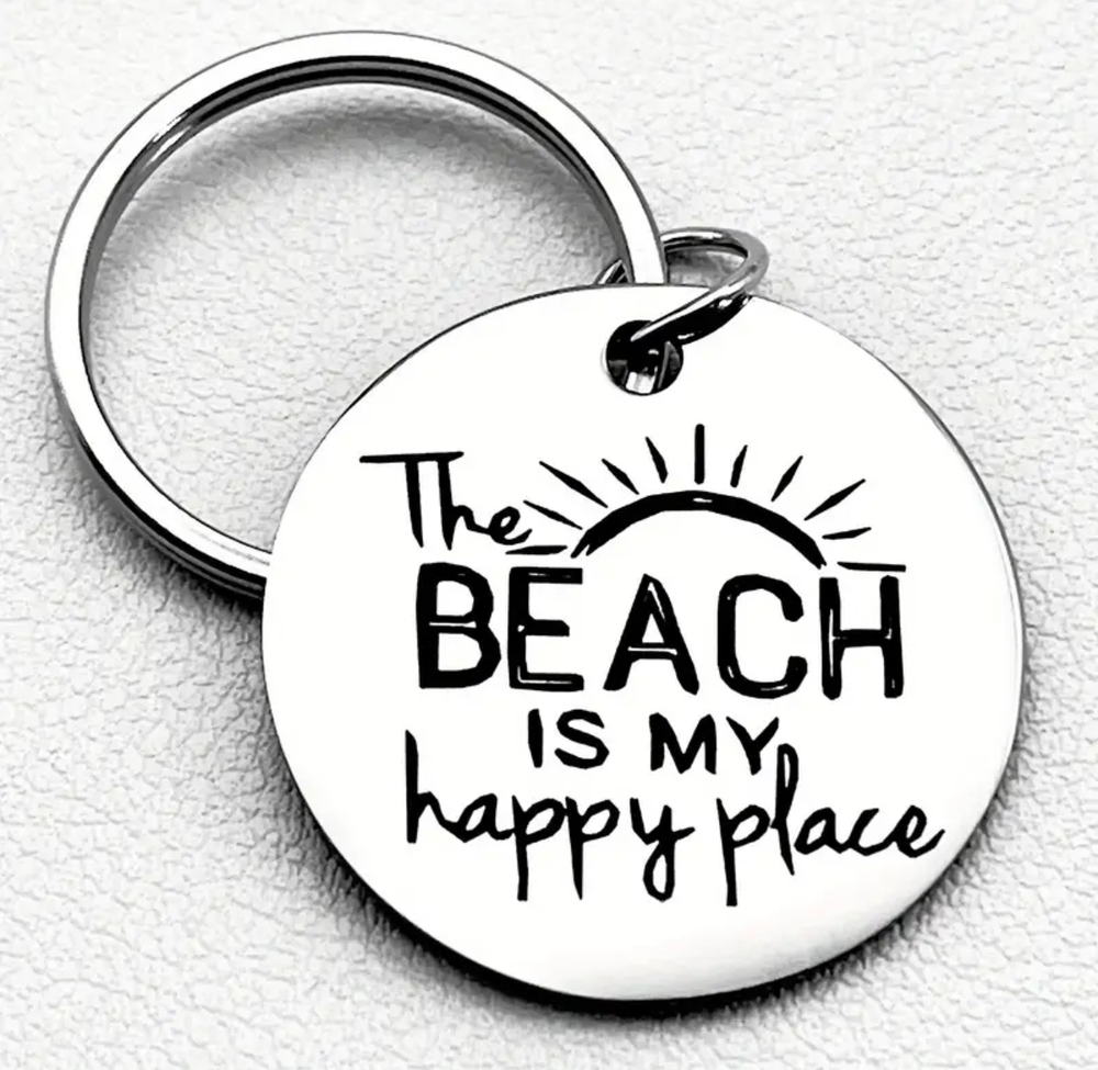 3/$25 The Beach is My Happy Place Stainless Steel Keychain NEW